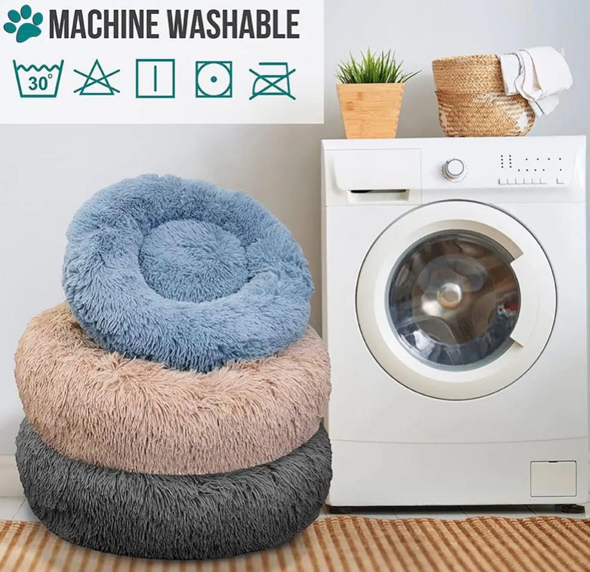 FurEver Finds Calming Donut Pet Bed for Dogs and Cats, Coffee