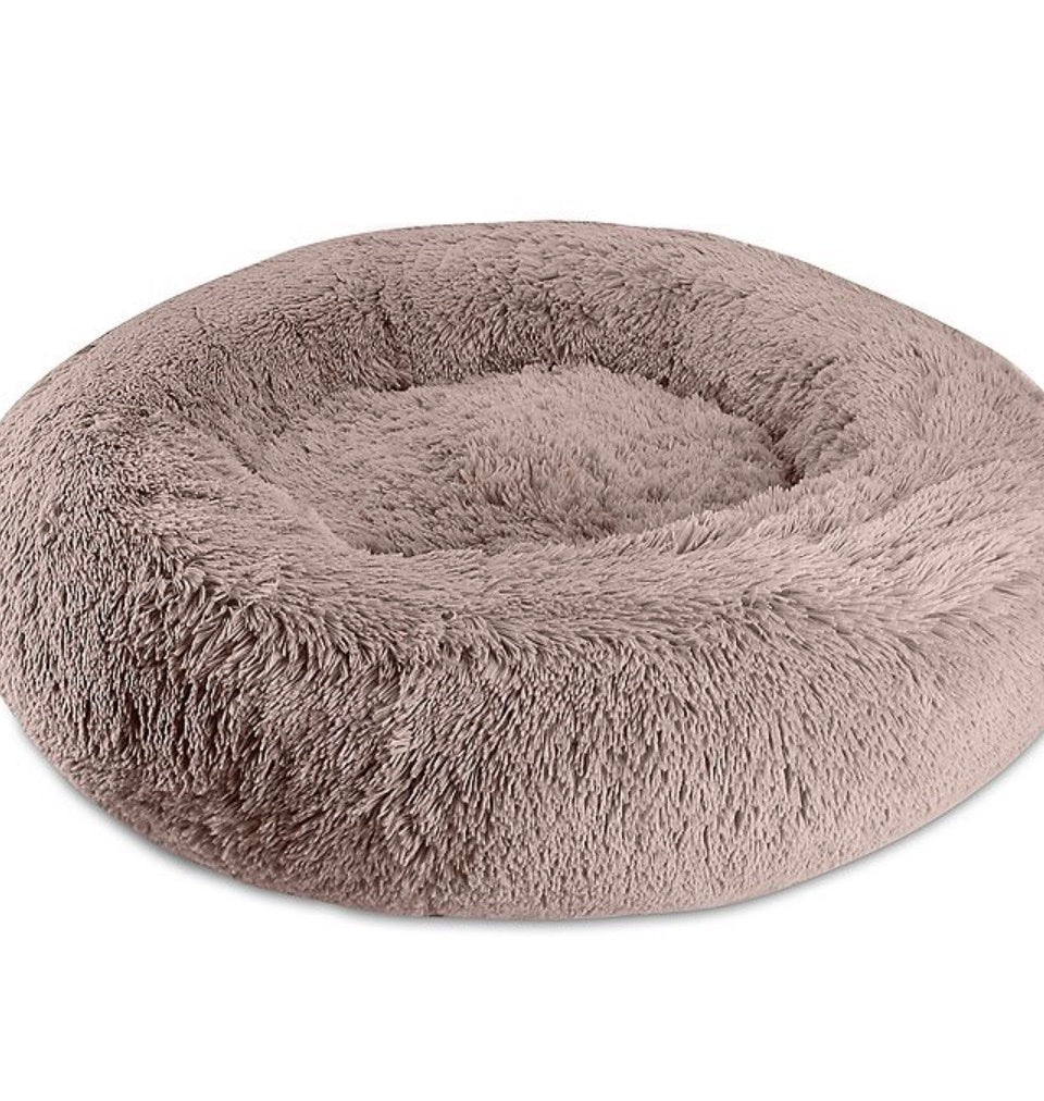 FurEver Finds Calming Donut Pet Bed for Dogs and Cats, Coffee