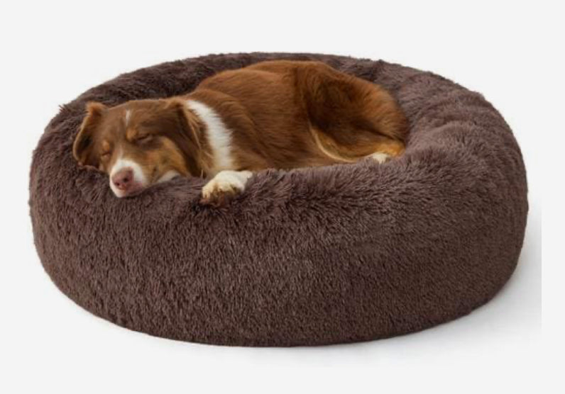 FurEver Finds Calming Donut Pet Bed for Dogs and Cats, Brown