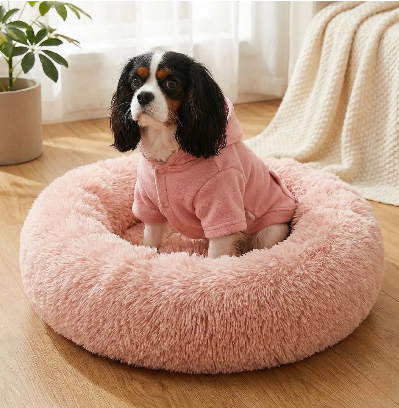 FurEver Finds Calming Donut Pet Bed for Dogs and Cats, Pink