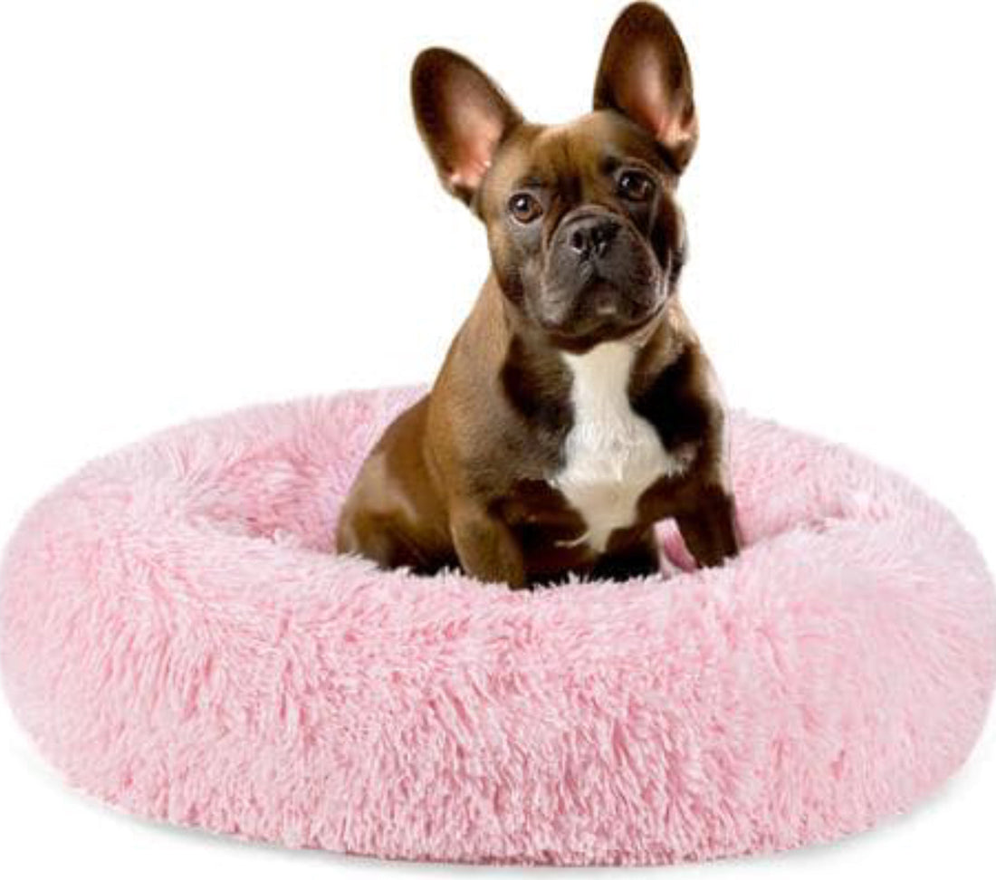 FurEver Finds Calming Donut Pet Bed for Dogs and Cats, Pink
