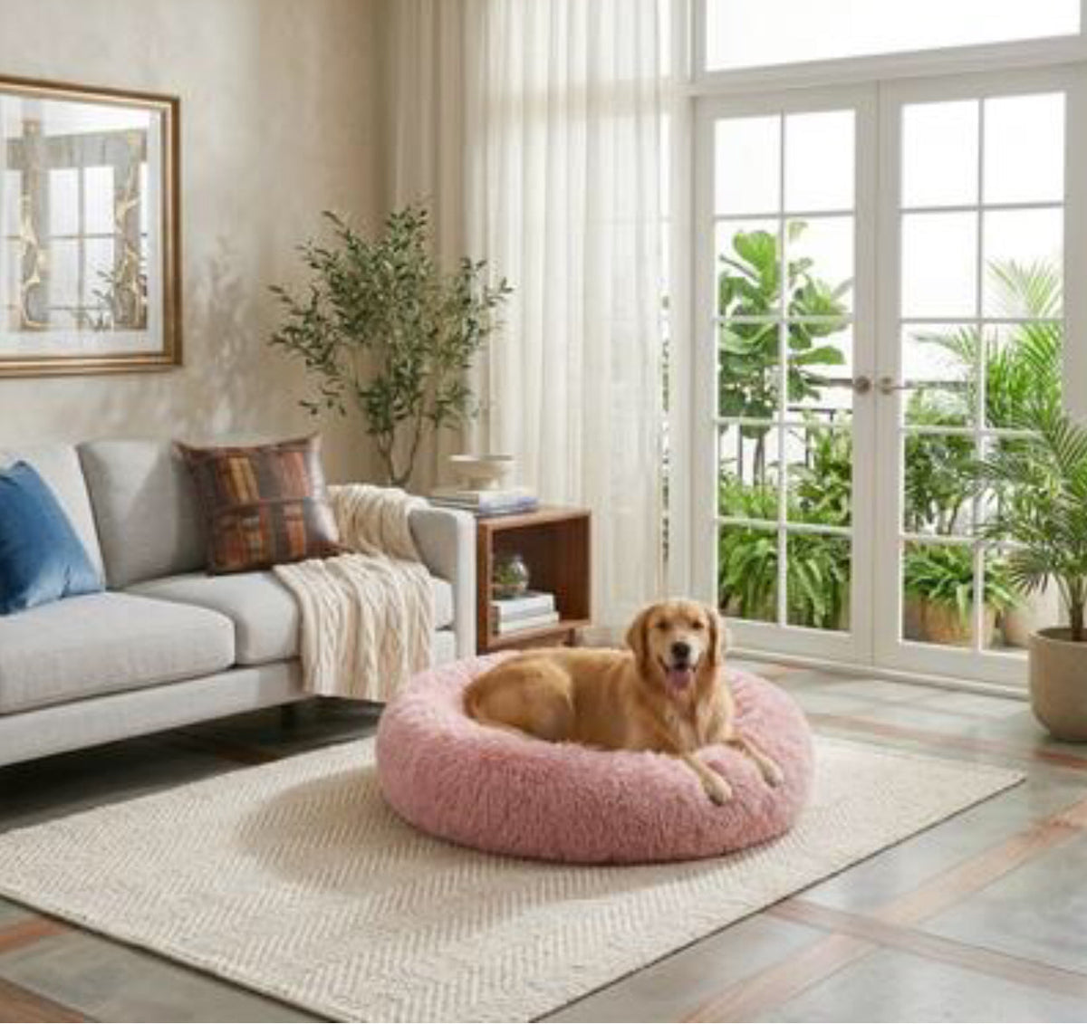 FurEver Finds Calming Donut Pet Bed for Dogs and Cats, Pink