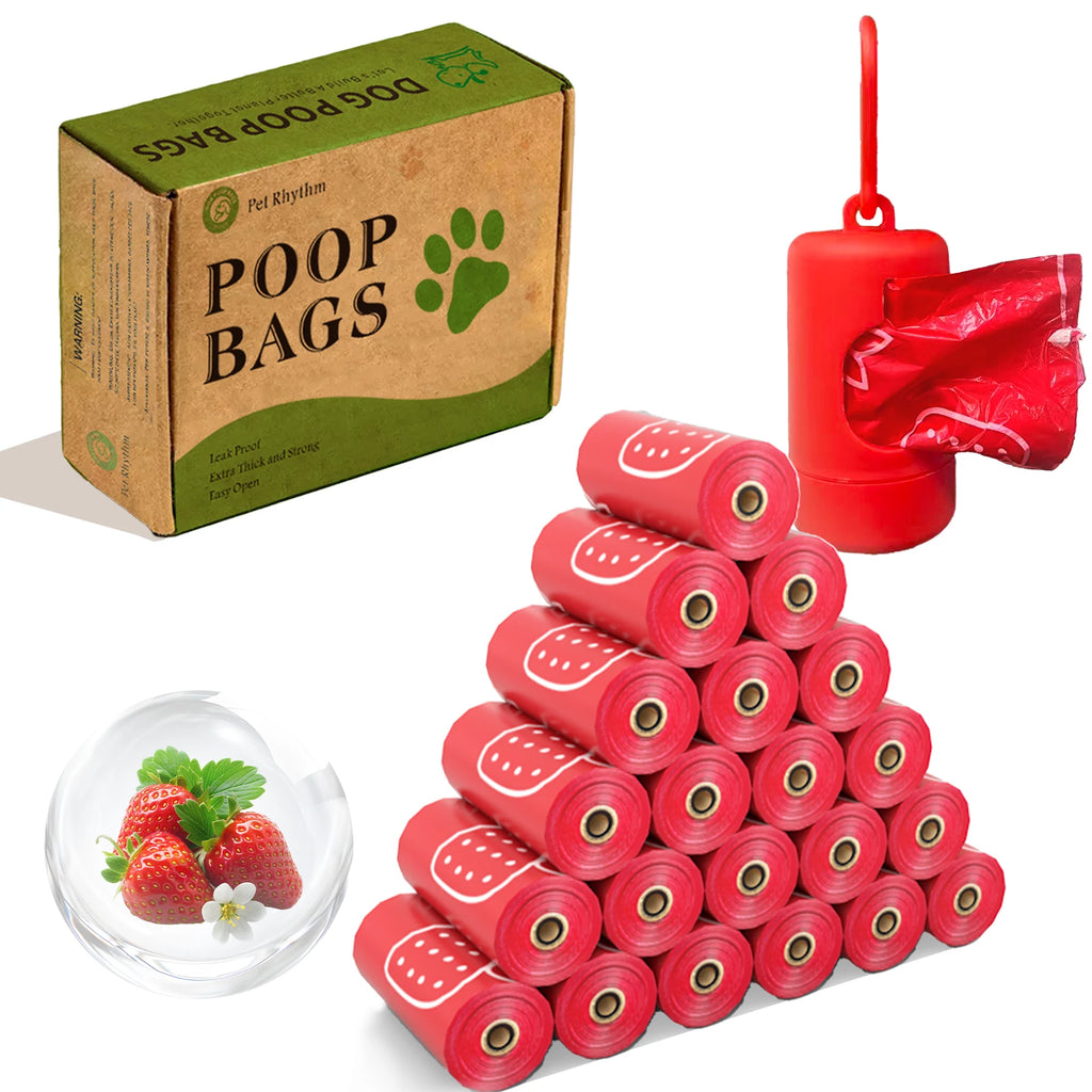 Strawberry Scented Dog Poop Bag Dispenser Kit
