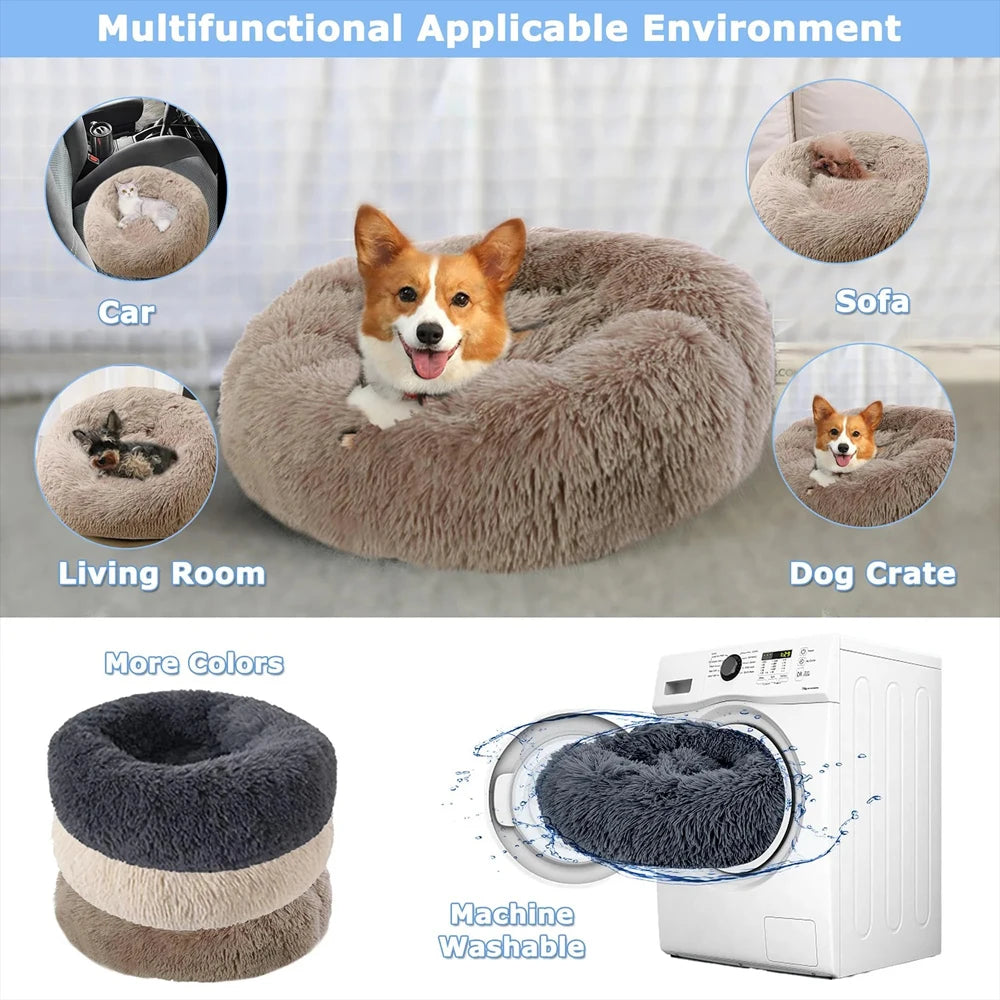 FurEver Finds Calming Donut Pet Bed for Dogs and Cats, Coffee