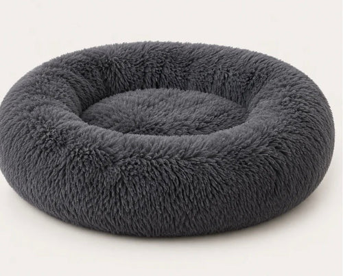 FurEver Finds Calming Donut Pet Bed for Dogs and Cats, Dark Gray