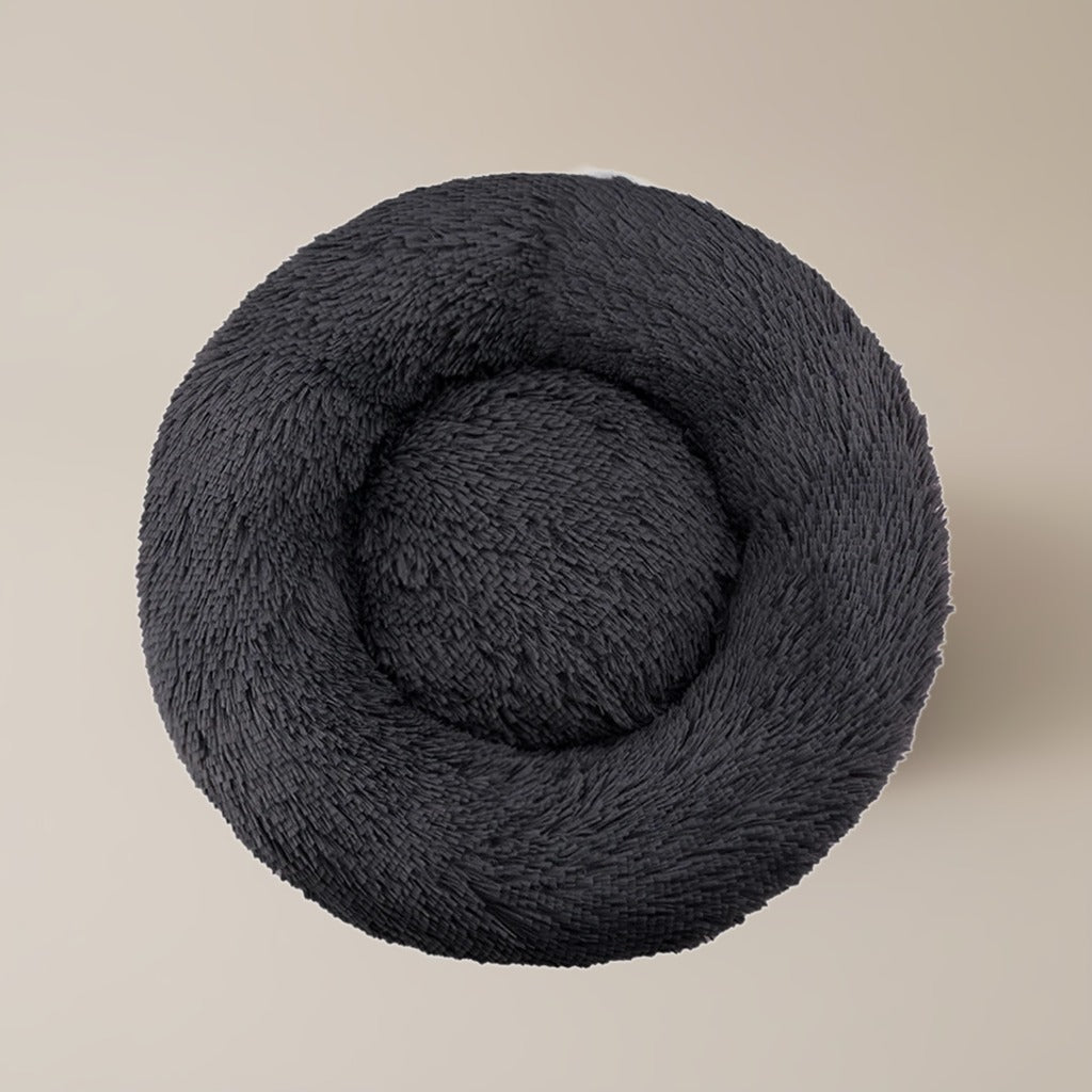 FurEver Finds Calming Donut Pet Bed for Dogs and Cats, Dark Gray
