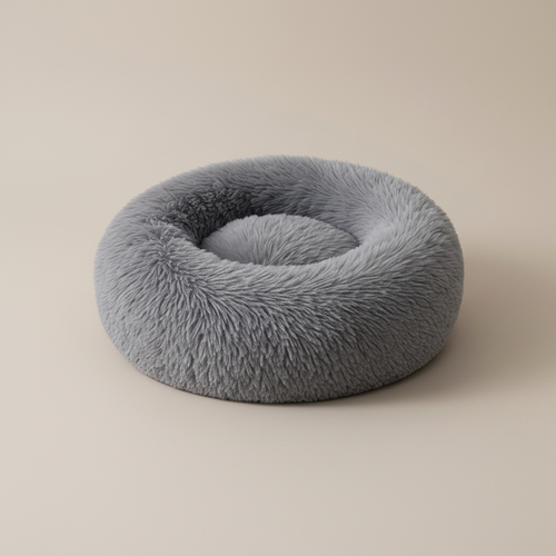 FurEver Finds Gray Plush Donut Pet Bed