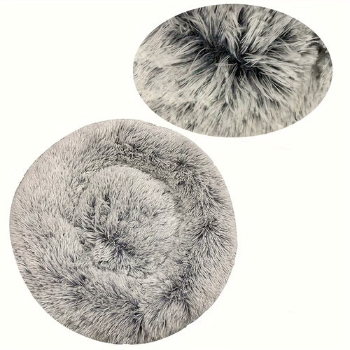 FurEver Finds Calming Donut Pet Bed for Dogs and Cats, Light Gray